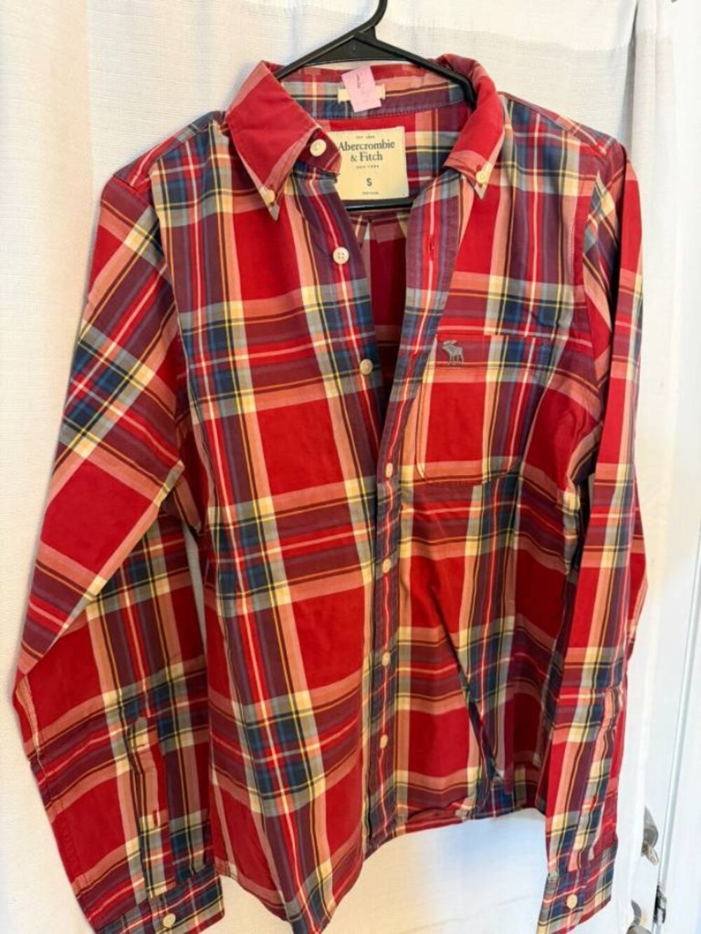 Abercrombie & Fitch - Plaid Shirt - Small - Red - blue & white stripes